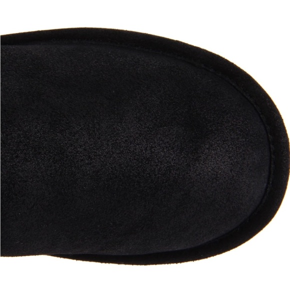 BearPaw Black Sheepskin Suede Leather Lace-Up Mid-Length Tall Shearling Boots - Picture 7 of 13